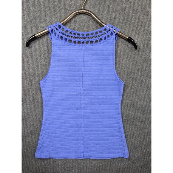 Anthropologie 9-H15 Tank Top Women XS Textured Crochet Cornflower Postage Stamp - Picture 5 of 10